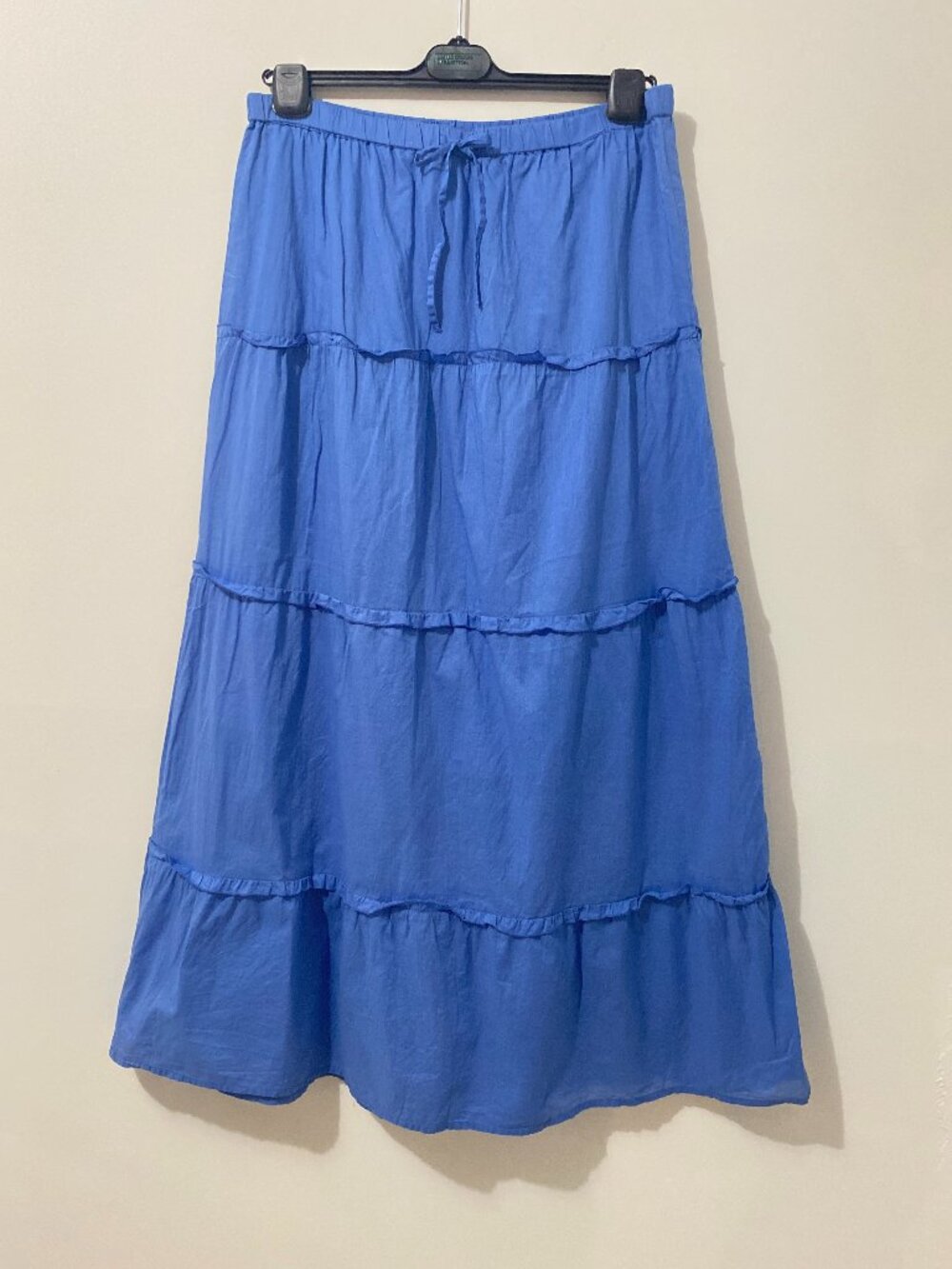 100% Cotton Poplin Tiered Prairie Maxi Skirt Elastic Waist Cottagecore Boho Airy